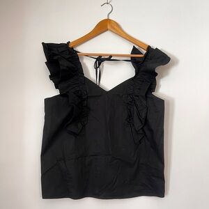 G. Label by goop Amelia Flutter Sleeve Tank, Black, sz. XL